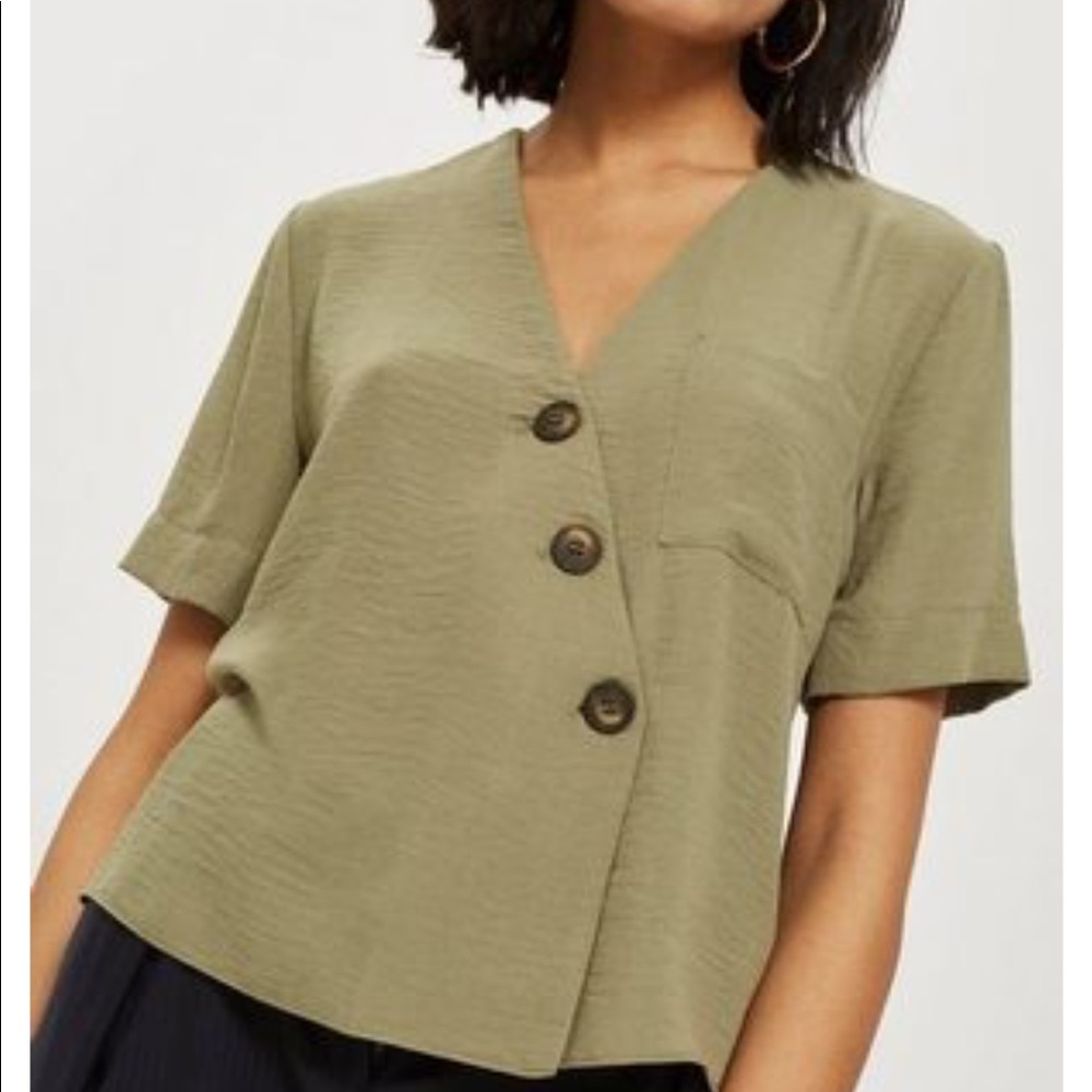 Topshop asymmetric buttoned down blouse, size 4